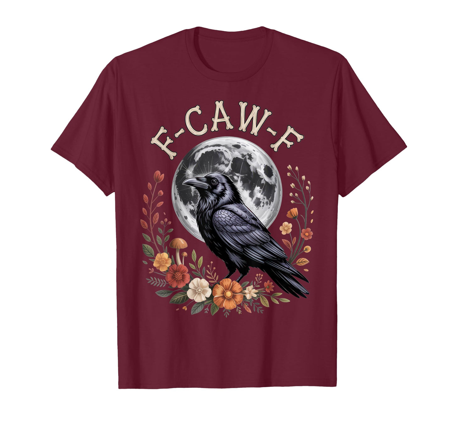 F-CAW-F Raven Moon Art for Bird Lovers Halloween Vibe T-Shirt