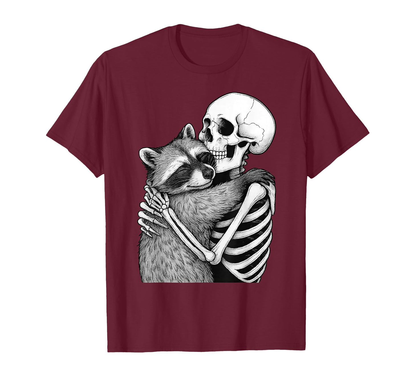 Raccoon Skeleton Hug Halloween Animal Lover T-Shirt