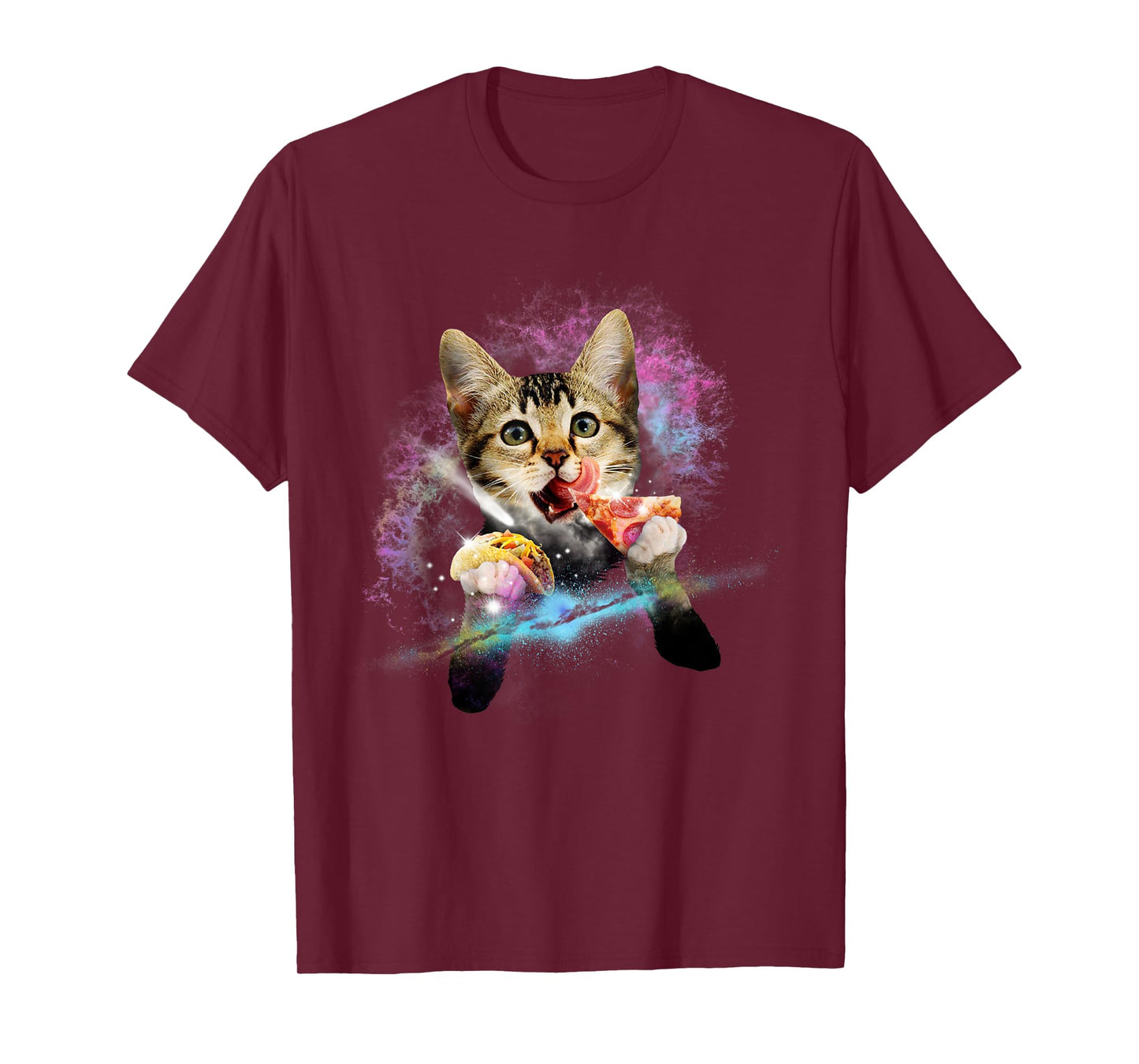 Galaxy Cat Rules Space With Taco And Pizza Power Gift TShirt T-Shirt