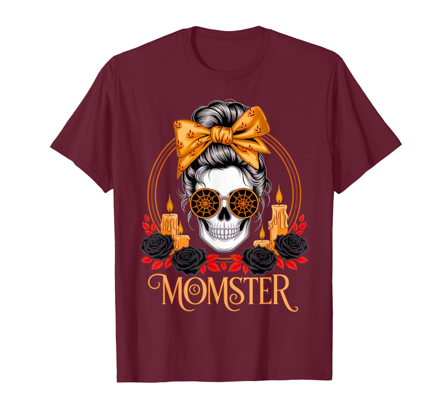 Momster Halloween Costume Skeleton Messy Bun Mother Coffee T-Shirt