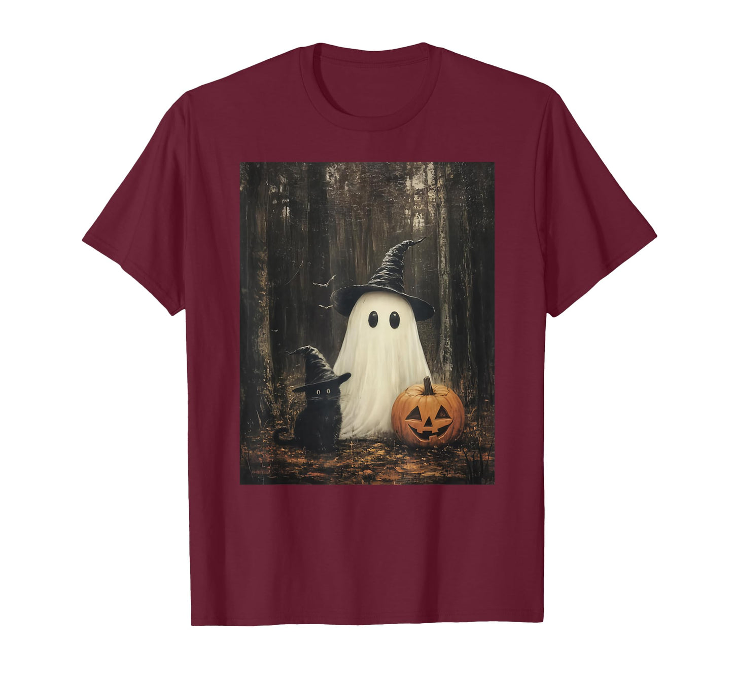 Funny Black Cat Ghost Witch Halloween Spooky Ghost Costume T-Shirt