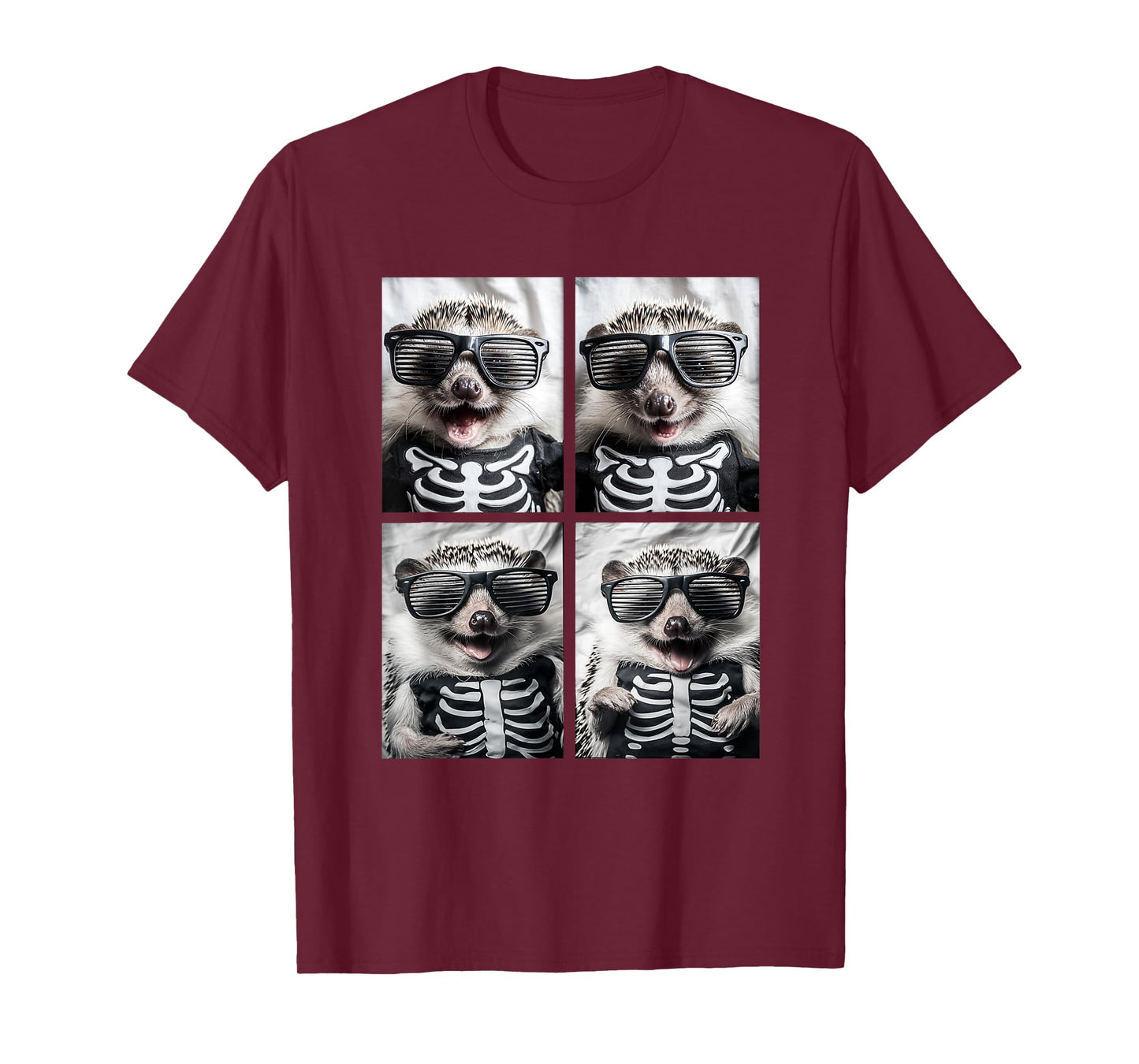 Hedgehogs with Sunglasses Skeleton Costume Funny Halloween T-Shirt