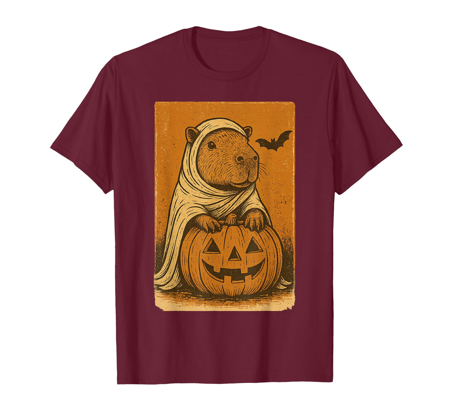 Funny Vintage Capybara Ghost Halloween Pumpkin Spooky Season T-Shirt