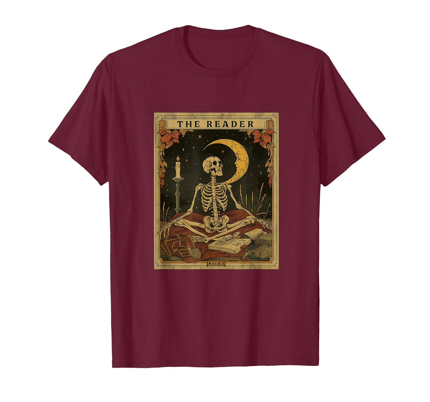 The Reader Card Spooky Skeleton Reading Halloween Bookish T-Shirt