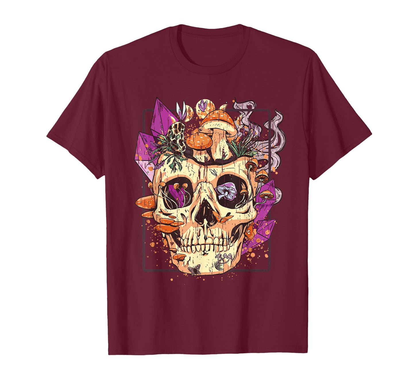 Goblincore Aesthetic. Grunge Moon Crystals Mushrooms Skull T-Shirt