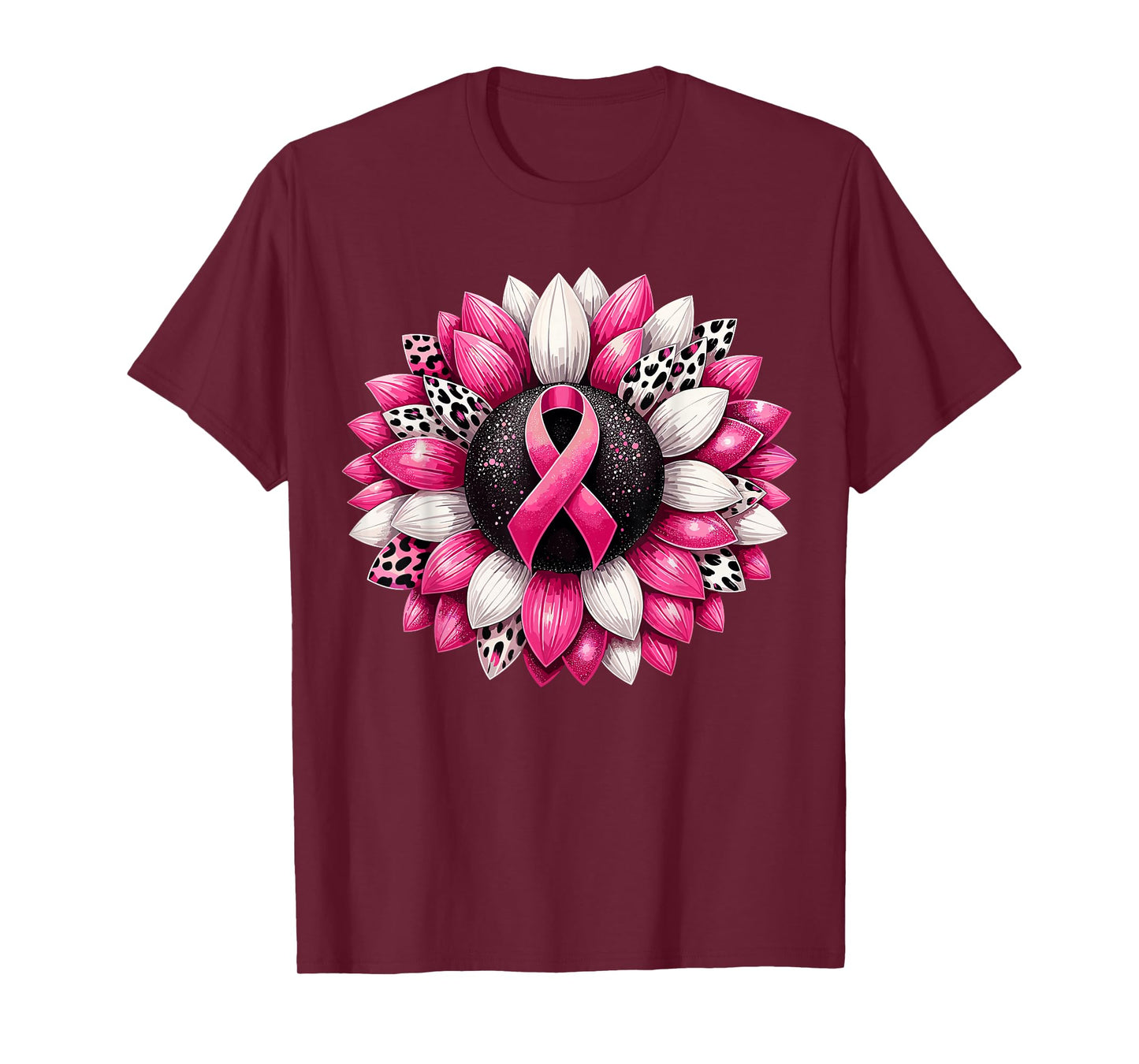 Sunflower Pink Breast Cancer Awareness Womens T-Shirt