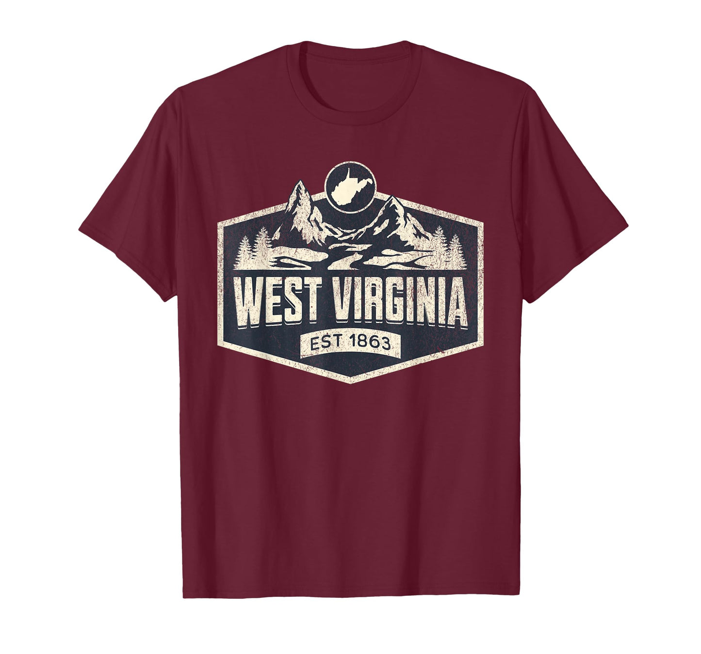 West Virginia Style Unisex-Adults Blue Small Map T-Shirt
