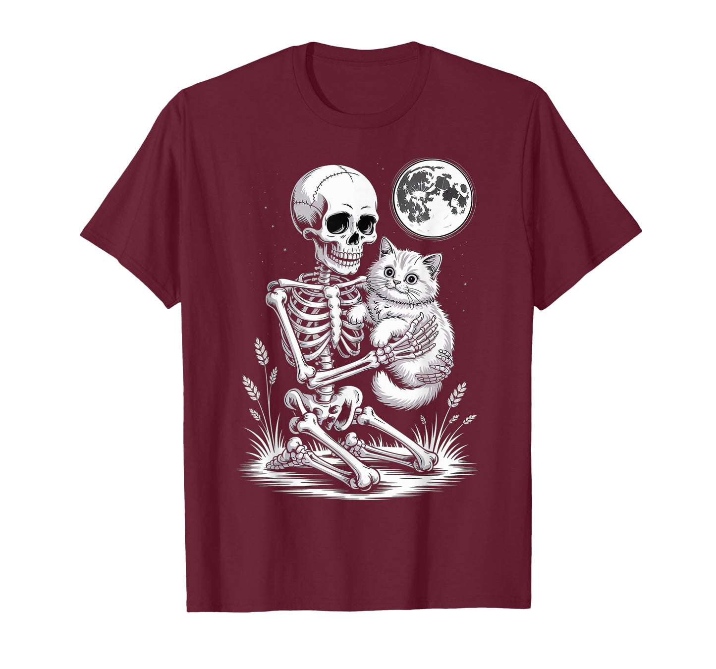 Skeleton Cat Skull Kitty Cute Goth Halloween Men Women Kids T-Shirt