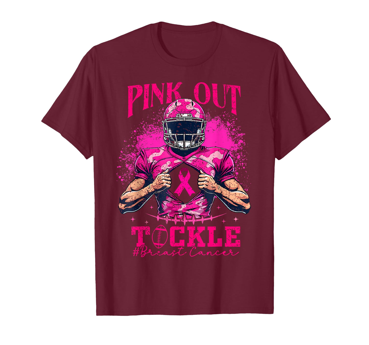 Pink Out Tackle Football Breast Cancer Awareness T-Shirt