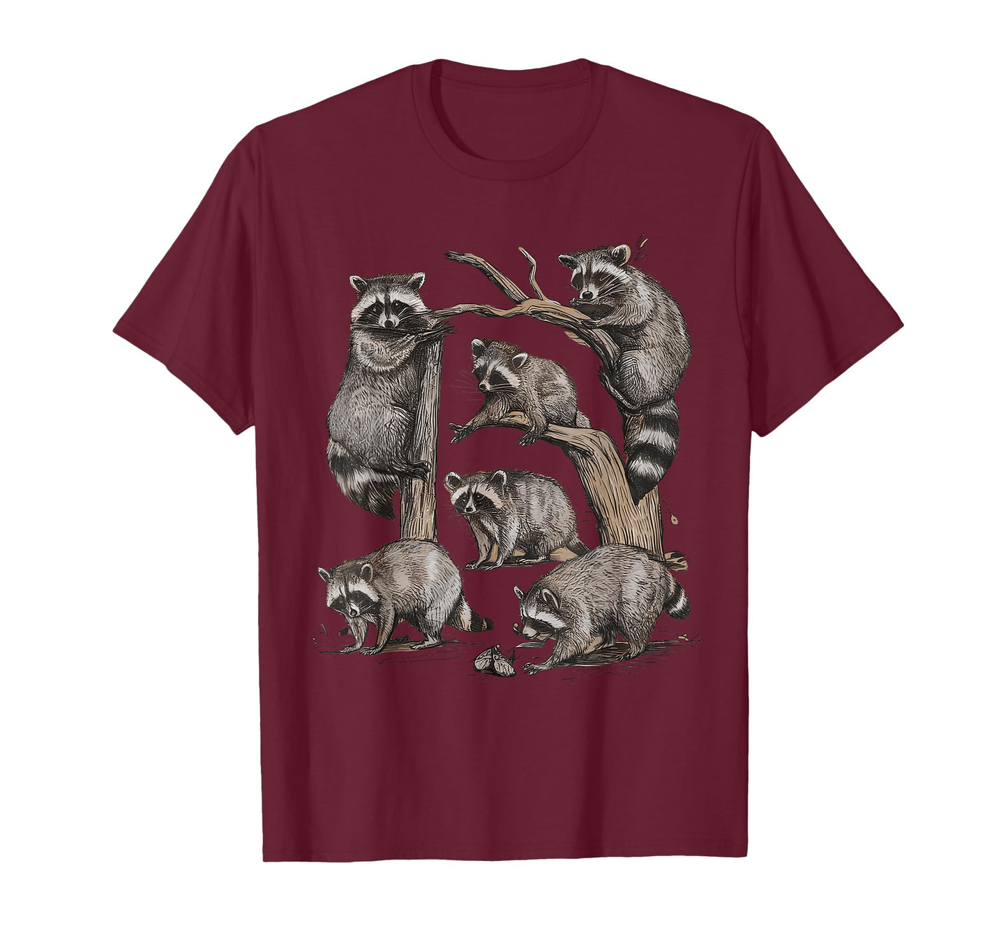 Racoon Portrait Sketch Wild Trash Panda Cute Raccoon T-Shirt