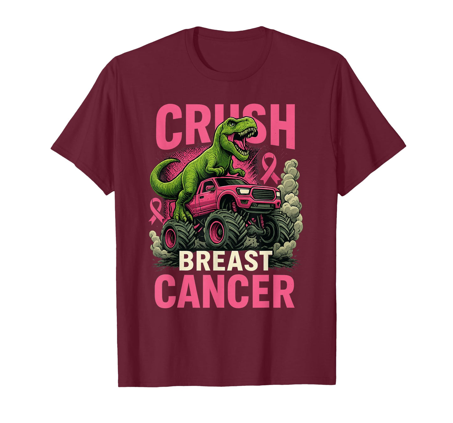 Crush Breast Cancer Awareness Monster Truck Toddler Boy Kids T-Shirt