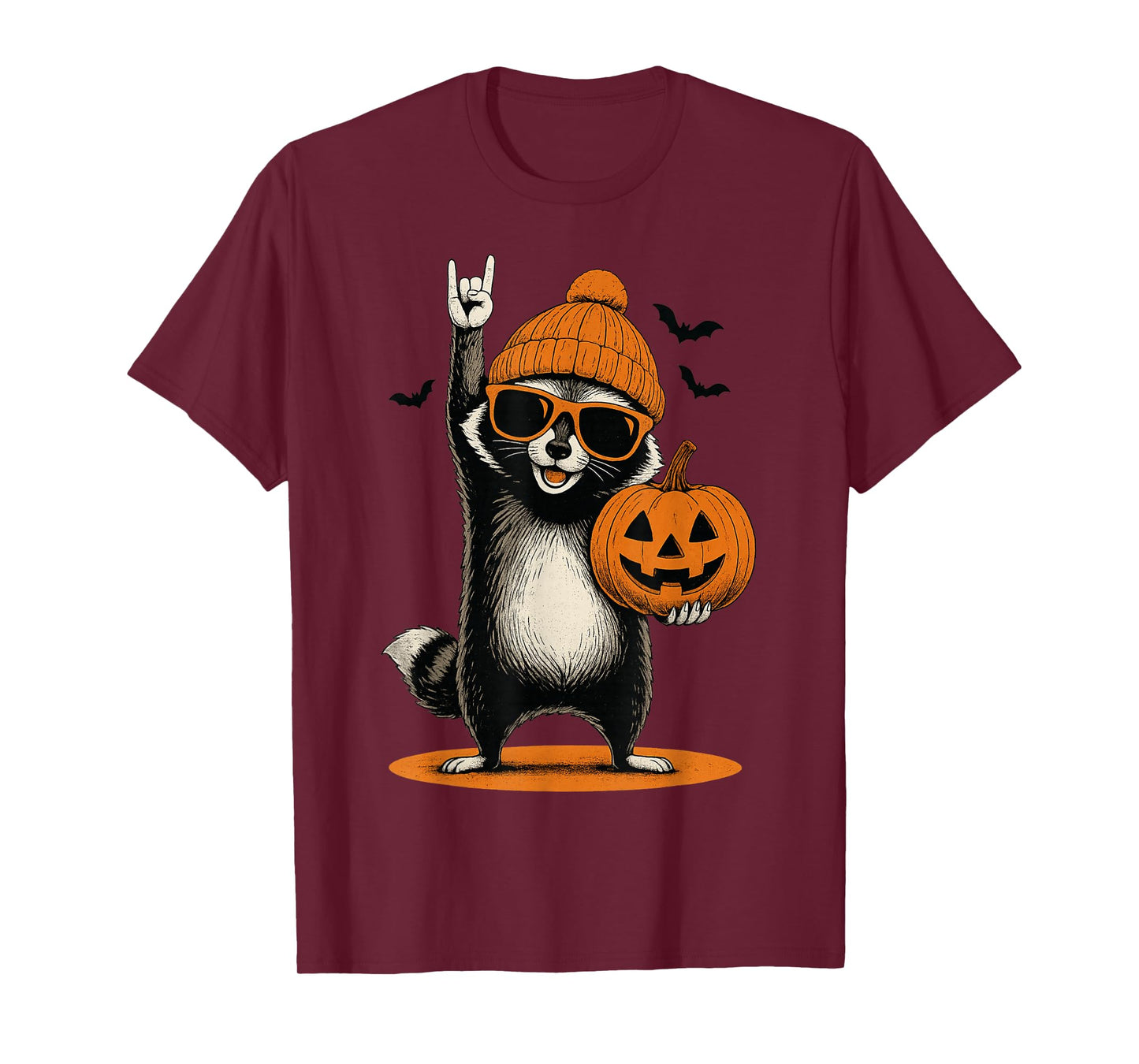 Cute Raccoon Men Women Kids Halloween Pumpkin Funny Raccoon T-Shirt
