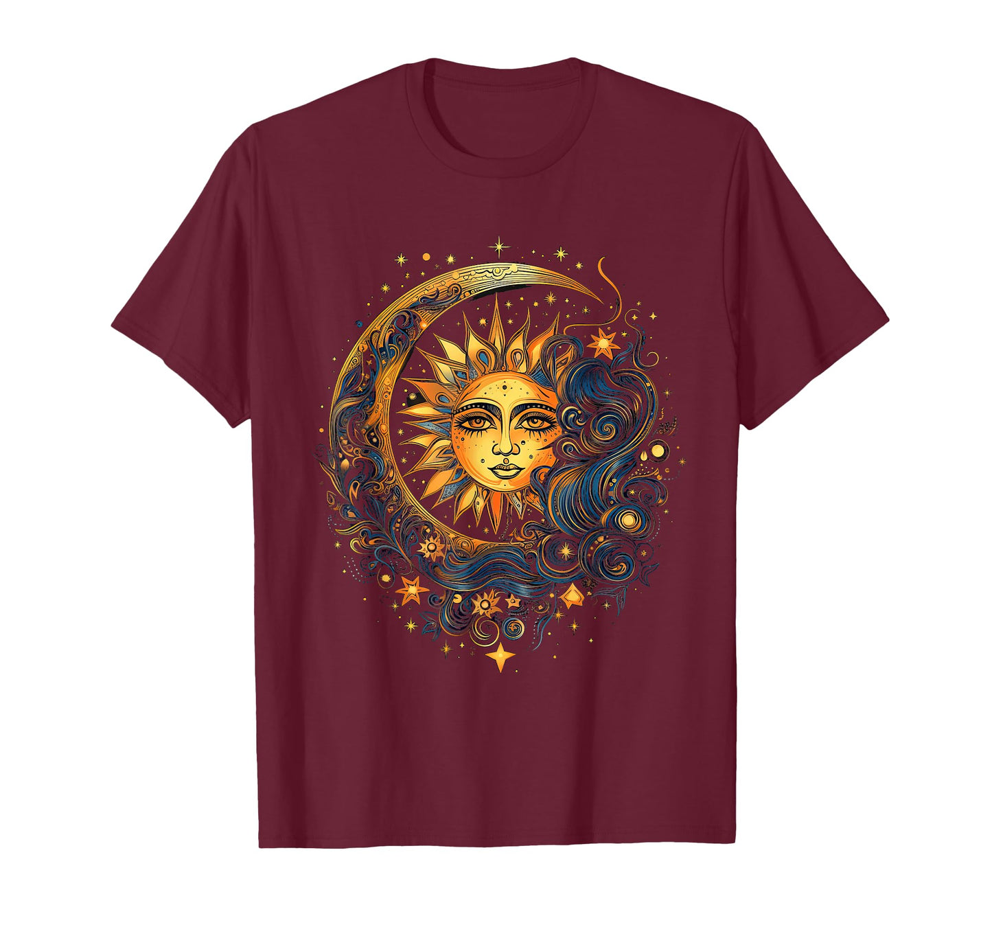 mystic sun and moon woman mystical flowers aesthetic T-Shirt