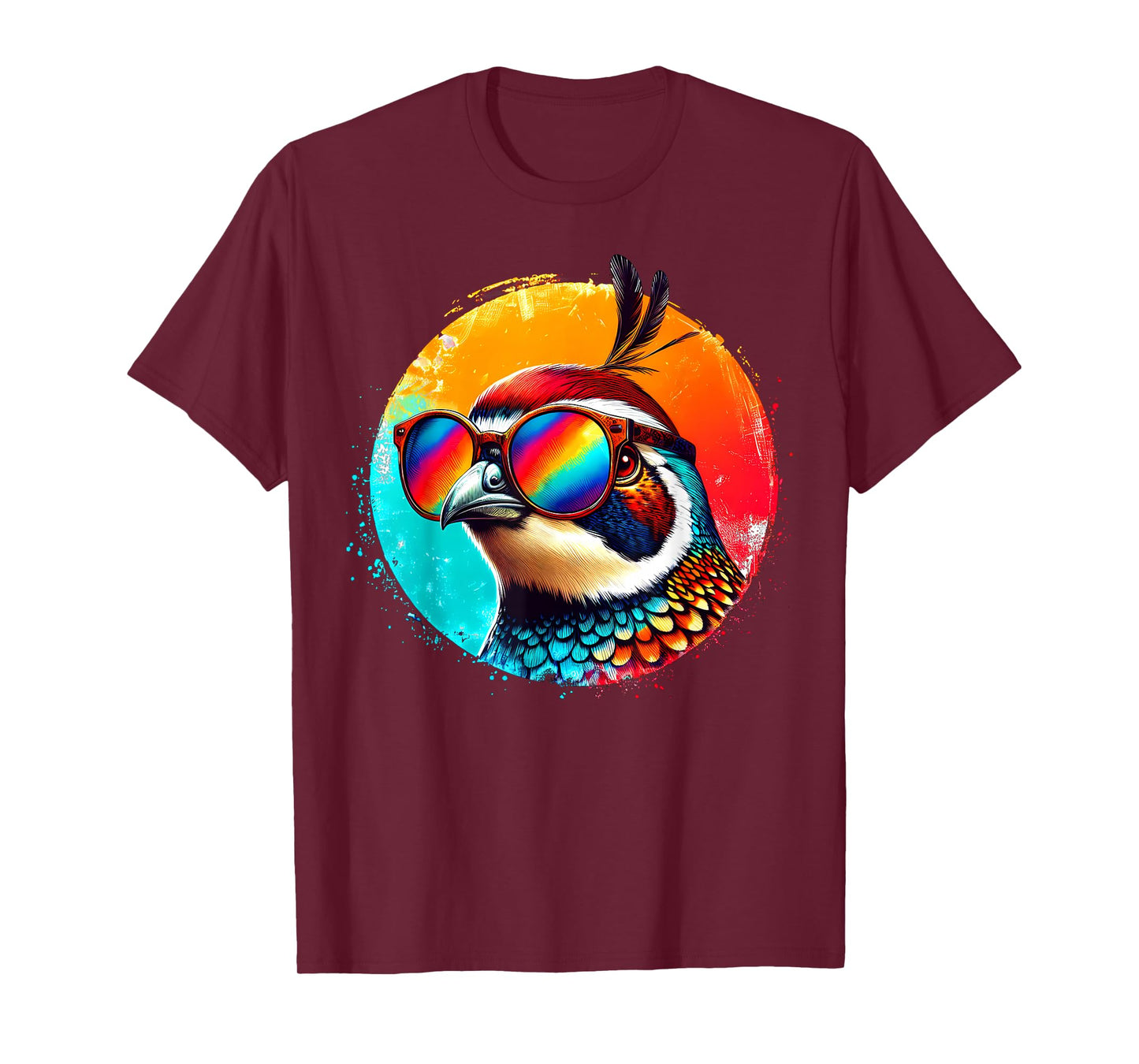 Cool Tie Dye Quail Sunglasses Bird Illustration Art T-Shirt