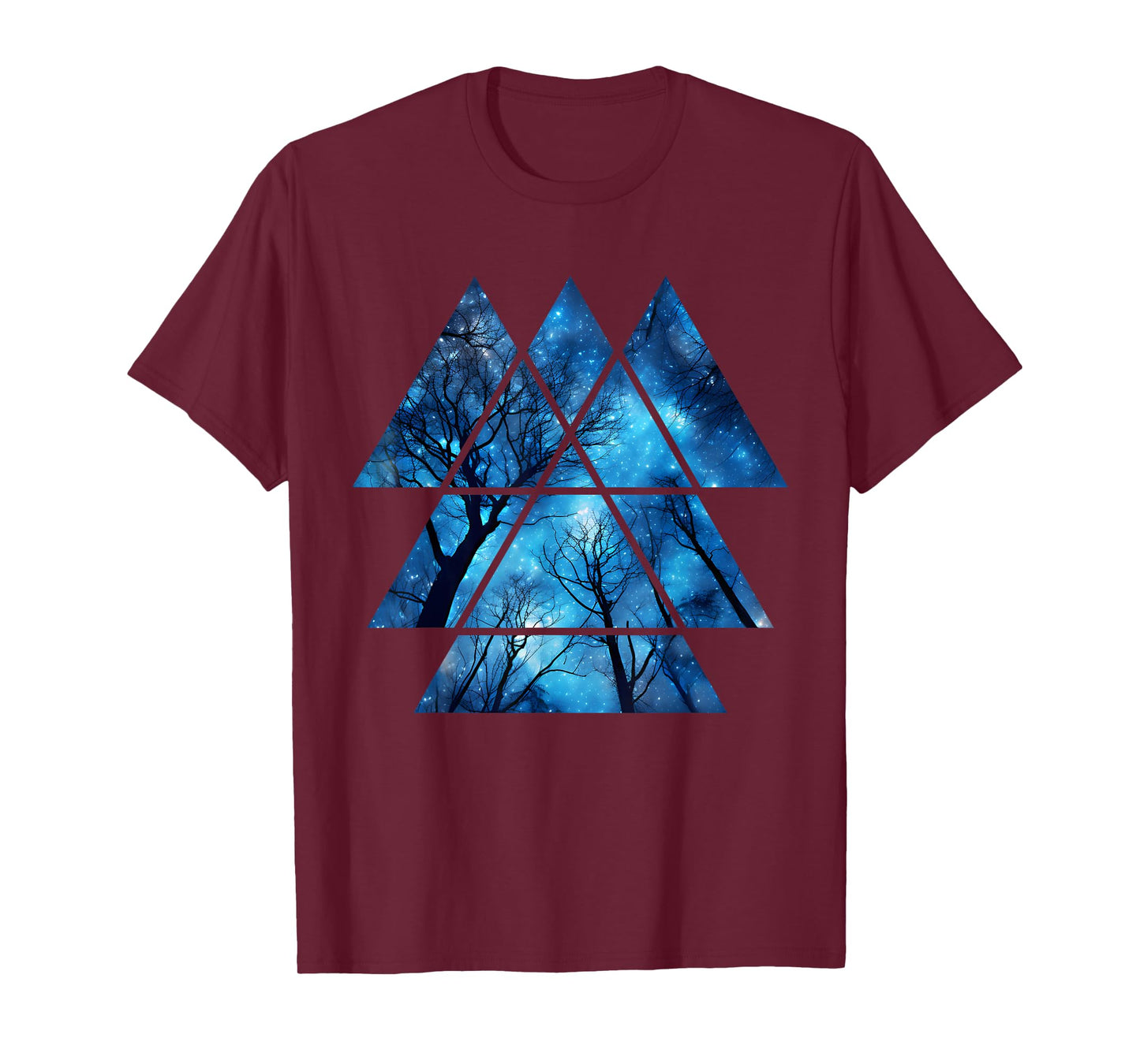 Geometric Sky at Night Trees Nature Outdoor Graphic for Men T-Shirt