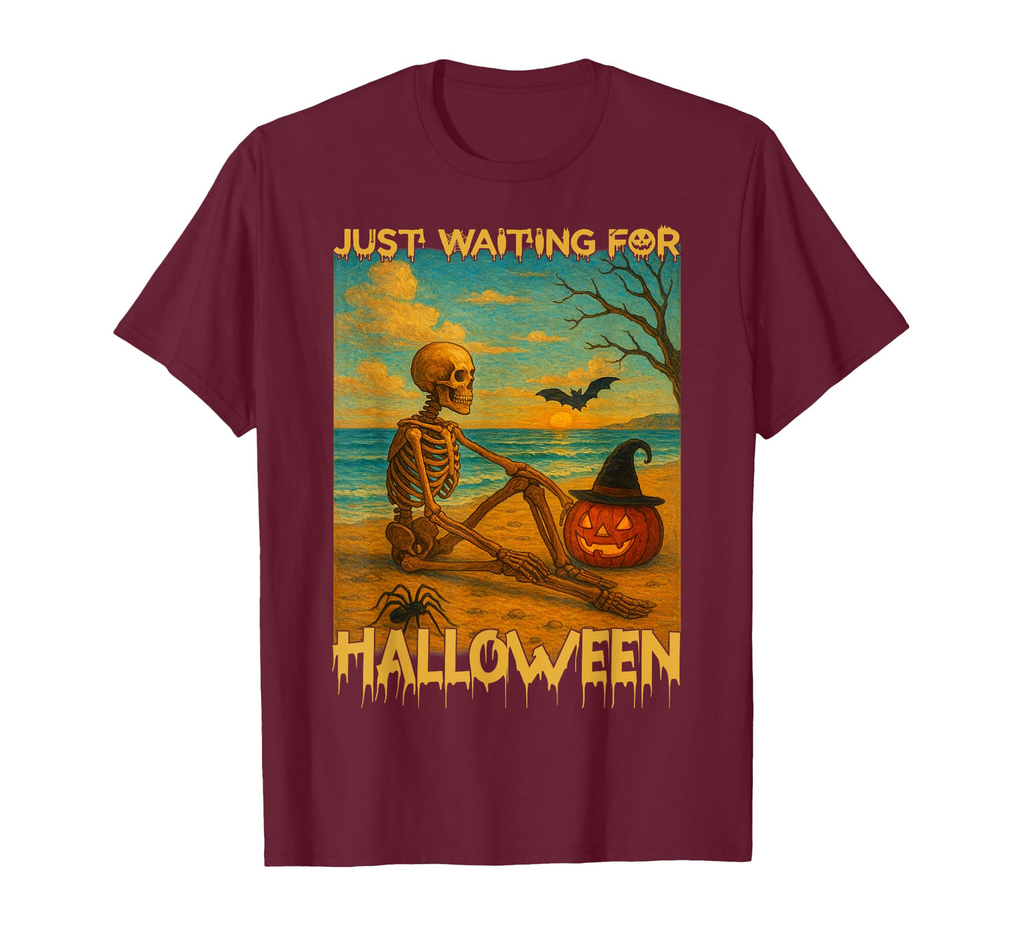 Just Waiting for Halloween Summer Skeleton T-Shirt