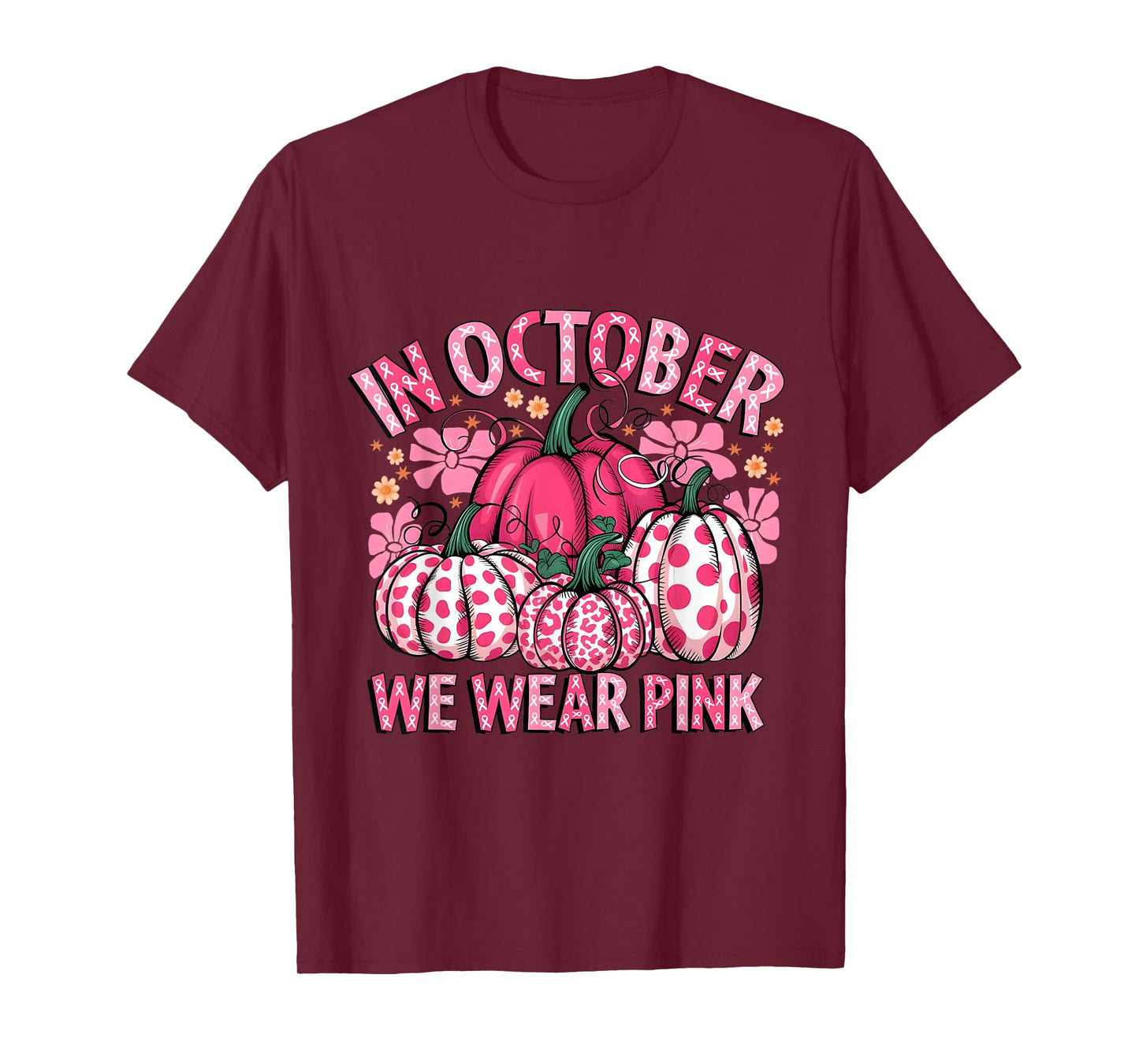 In October We Were Pink Pumpkin Breast Cancer Awareness T-Shirt
