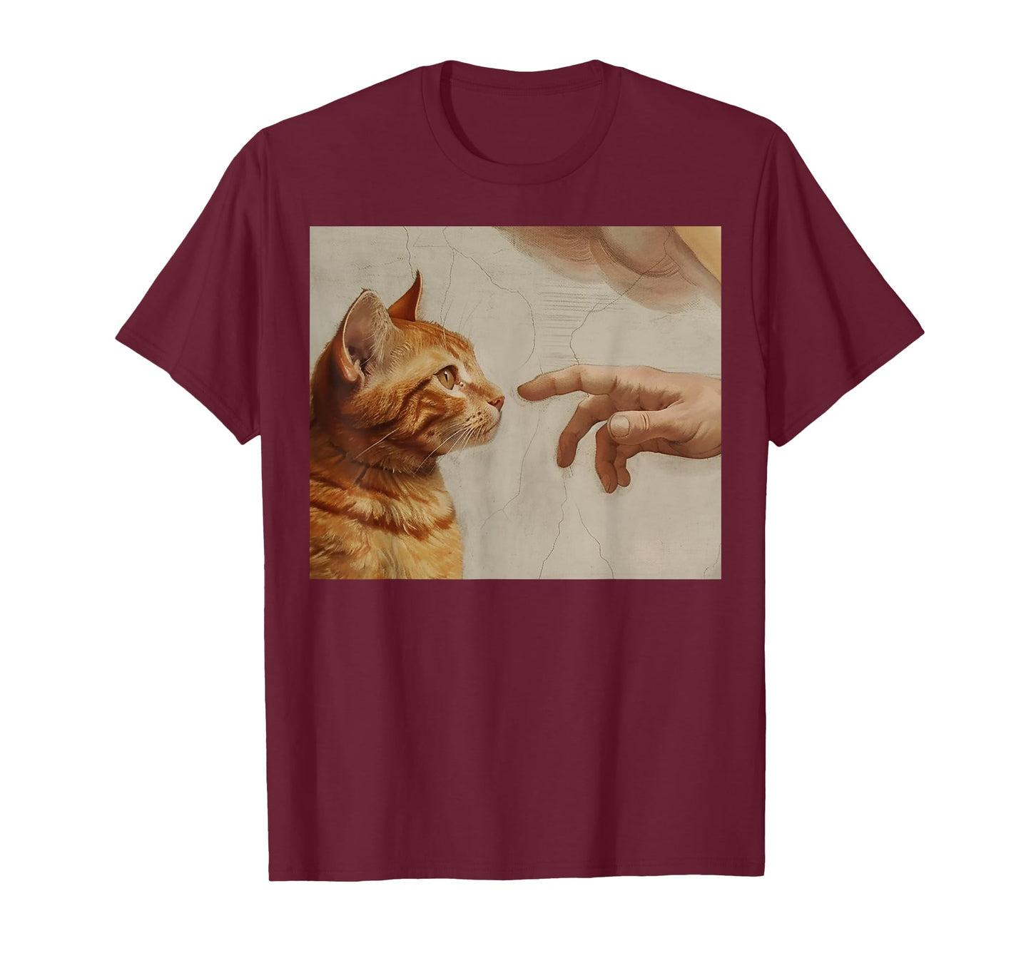 Michelangelo God Creating Cat Hands Vintage Art T-Shirt for Men Women