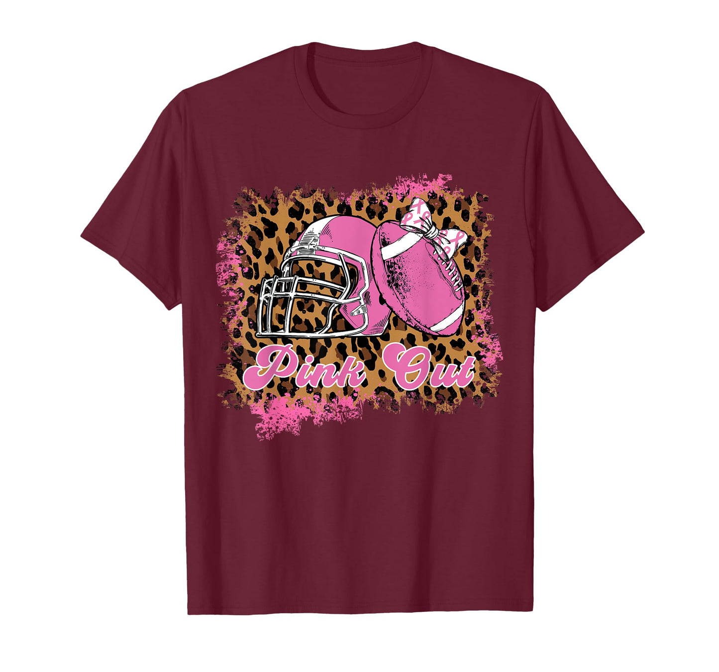 Breast Cancer Ribbon Women Pink Out Football Mom Hair Bow T-Shirt