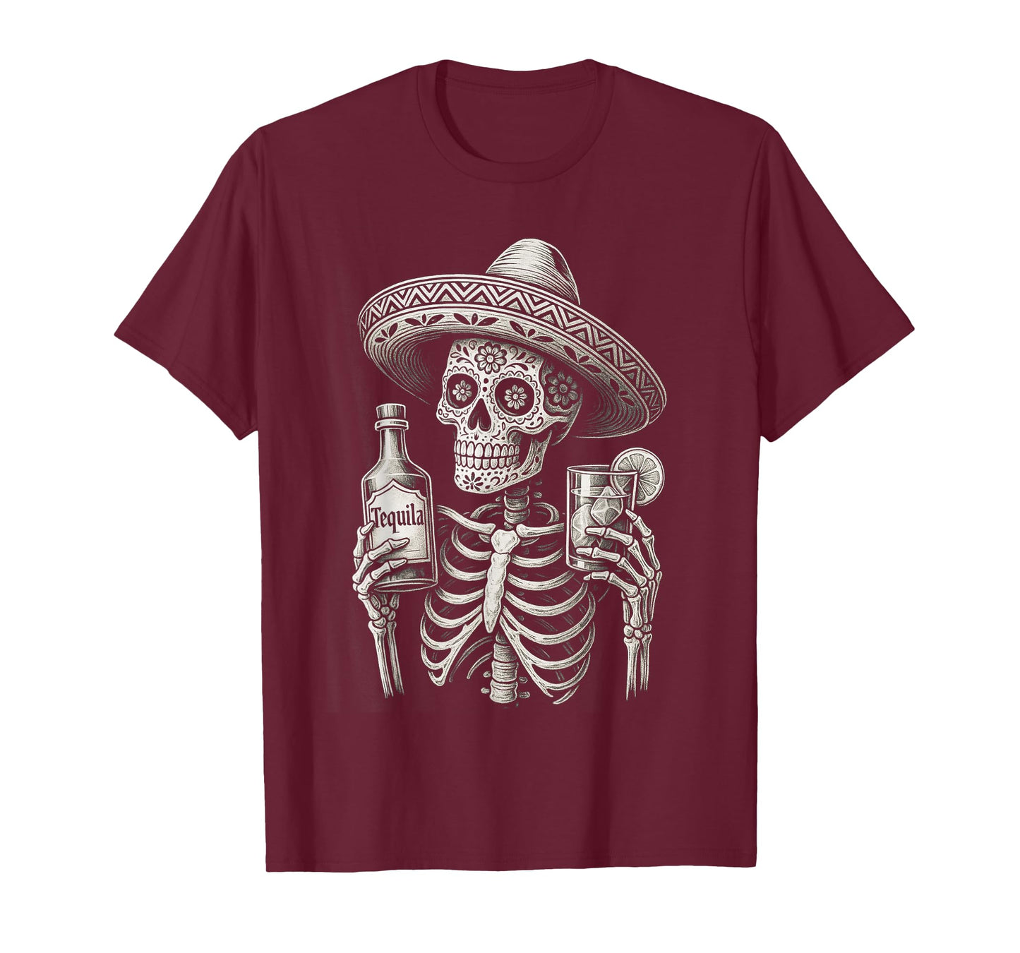 Dia De Los Muertos Vintage Skeleton Tequila Day of Dead Men T-Shirt