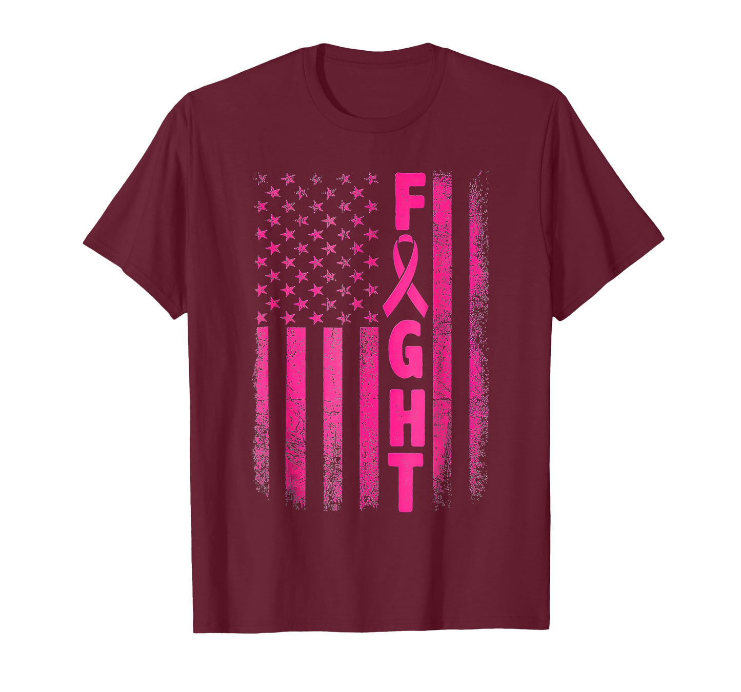 Fight Breast Survivor American Flag Breast Cancer Awareness T-Shirt