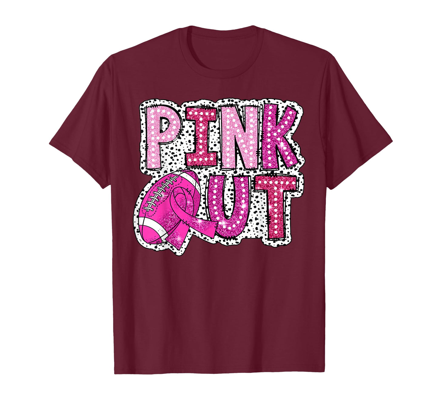 Pink Out Football Tackle Breast Cancer Awareness Dalmatian T-Shirt