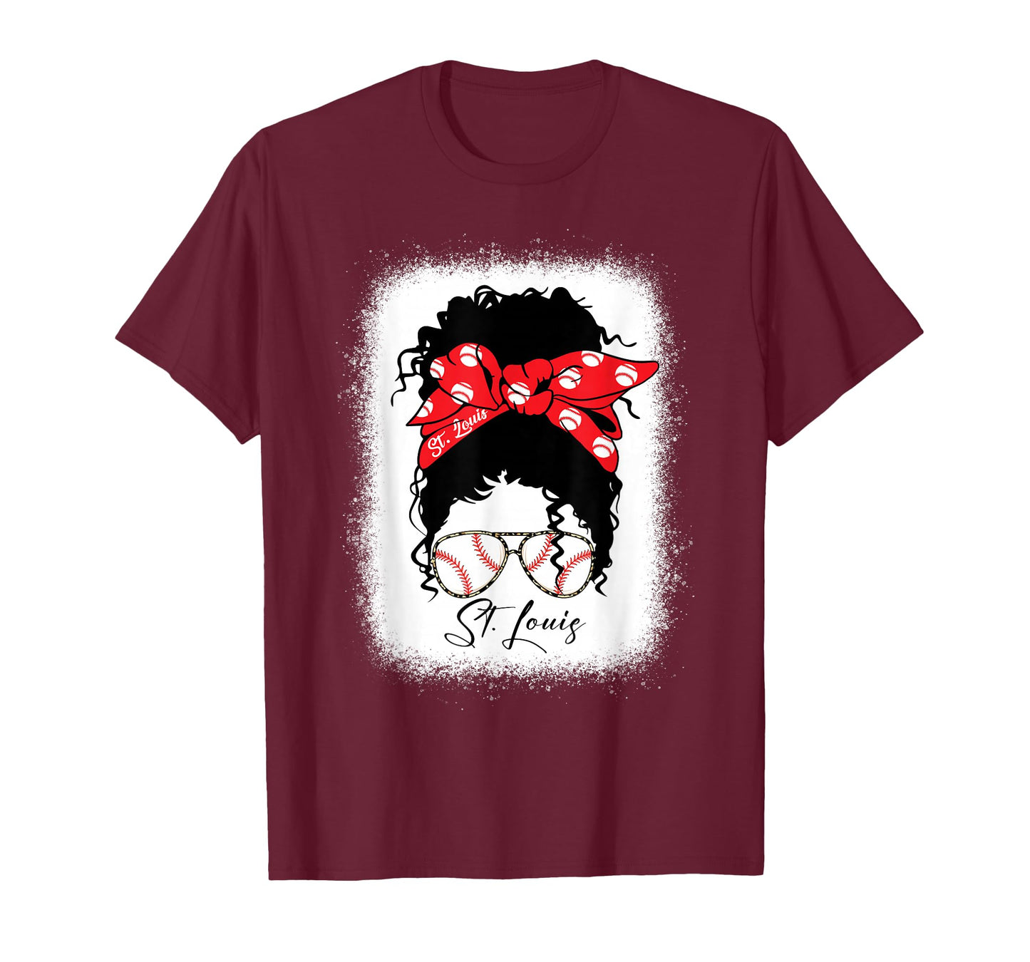 St. Louis Messy Bun Bleached Baseball Fan I Love St. Louis T-Shirt