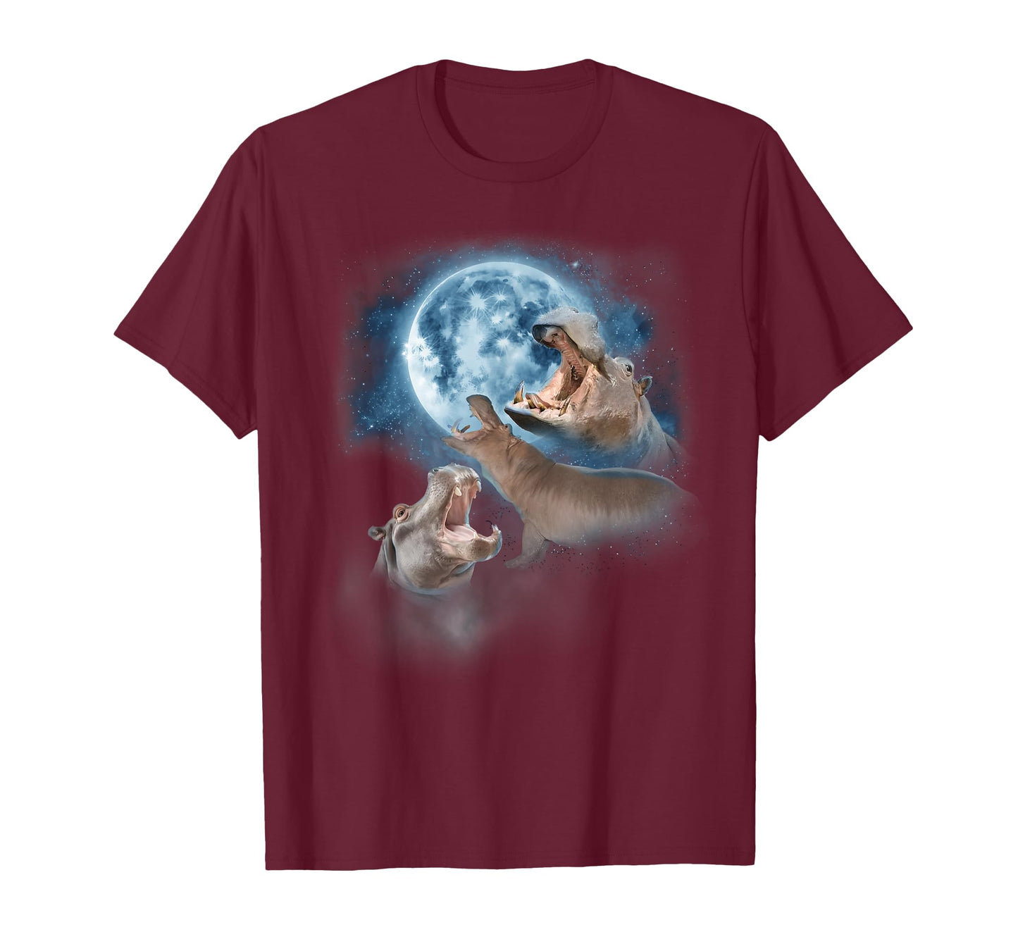 Funny Hippo Shirt - Hippos Howling at the Moon T-Shirt
