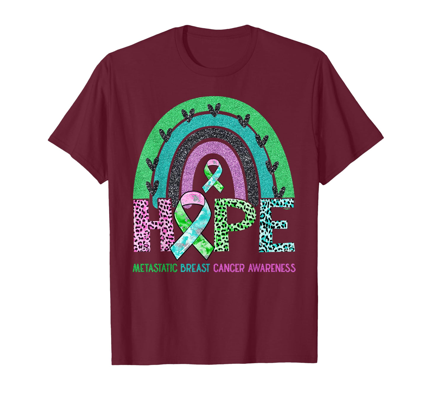 Hope Leopard Rainbow Metastatic Breast Cancer Awareness T-Shirt