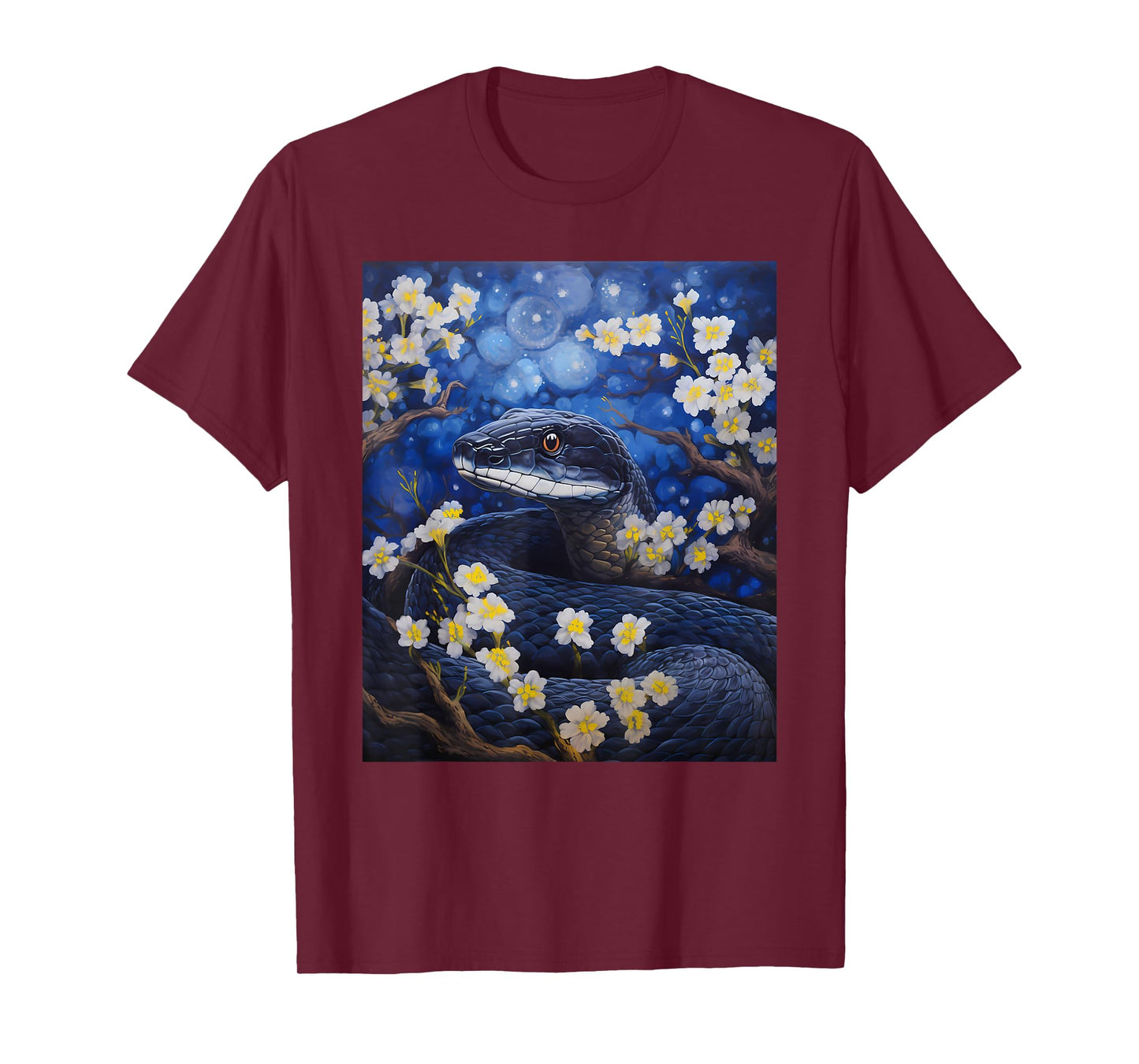 Aesthetic Surrealism Starry Night Eastern Indigo Snake T-Shirt