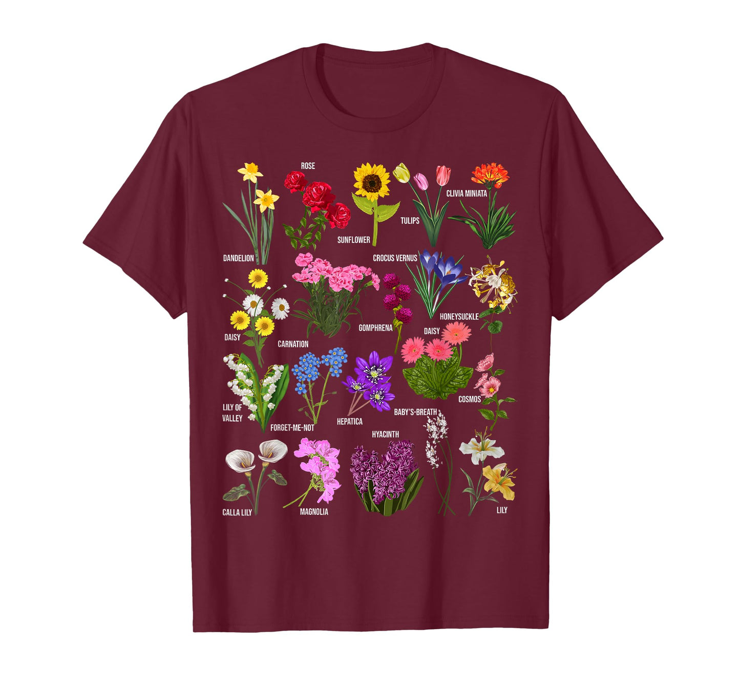 Vintage Flower Botanical Illustration Chart Plant T-Shirt