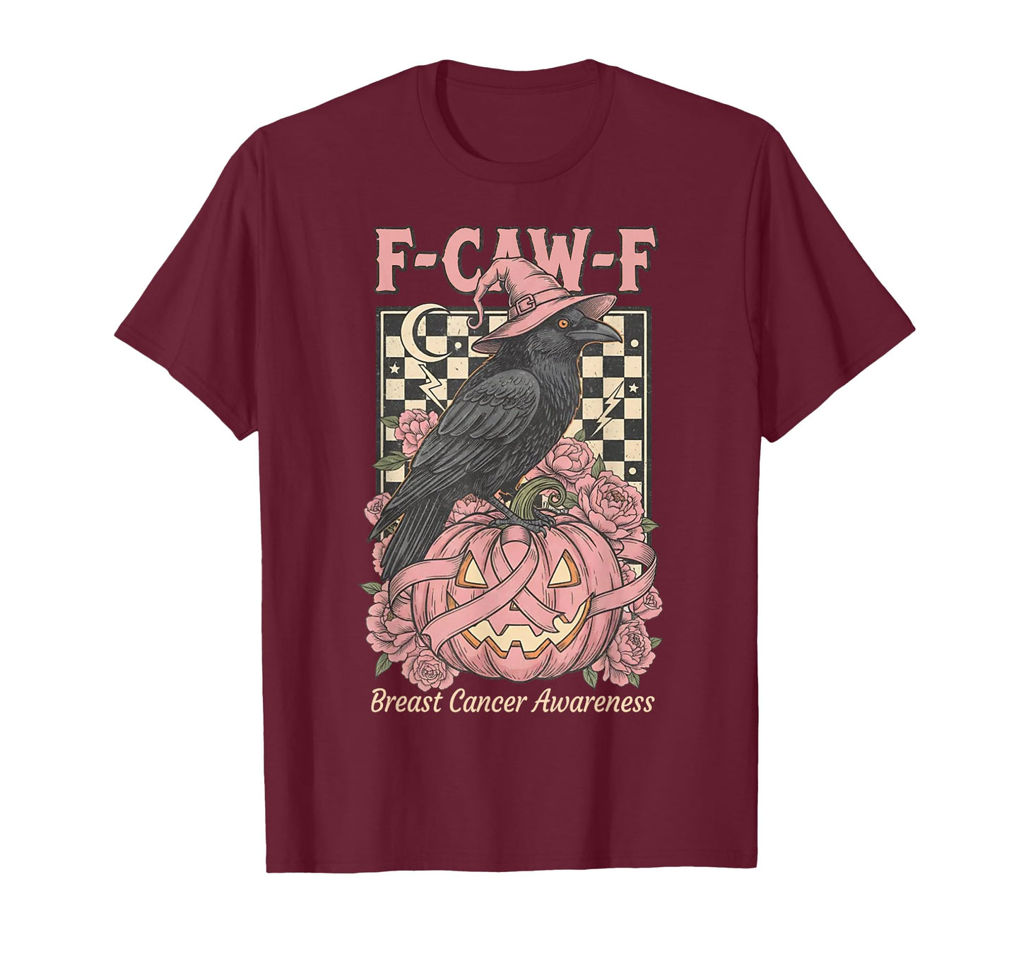 F-CAW-F Crow Breast Cancer Awareness Halloween Pumpkin T-Shirt