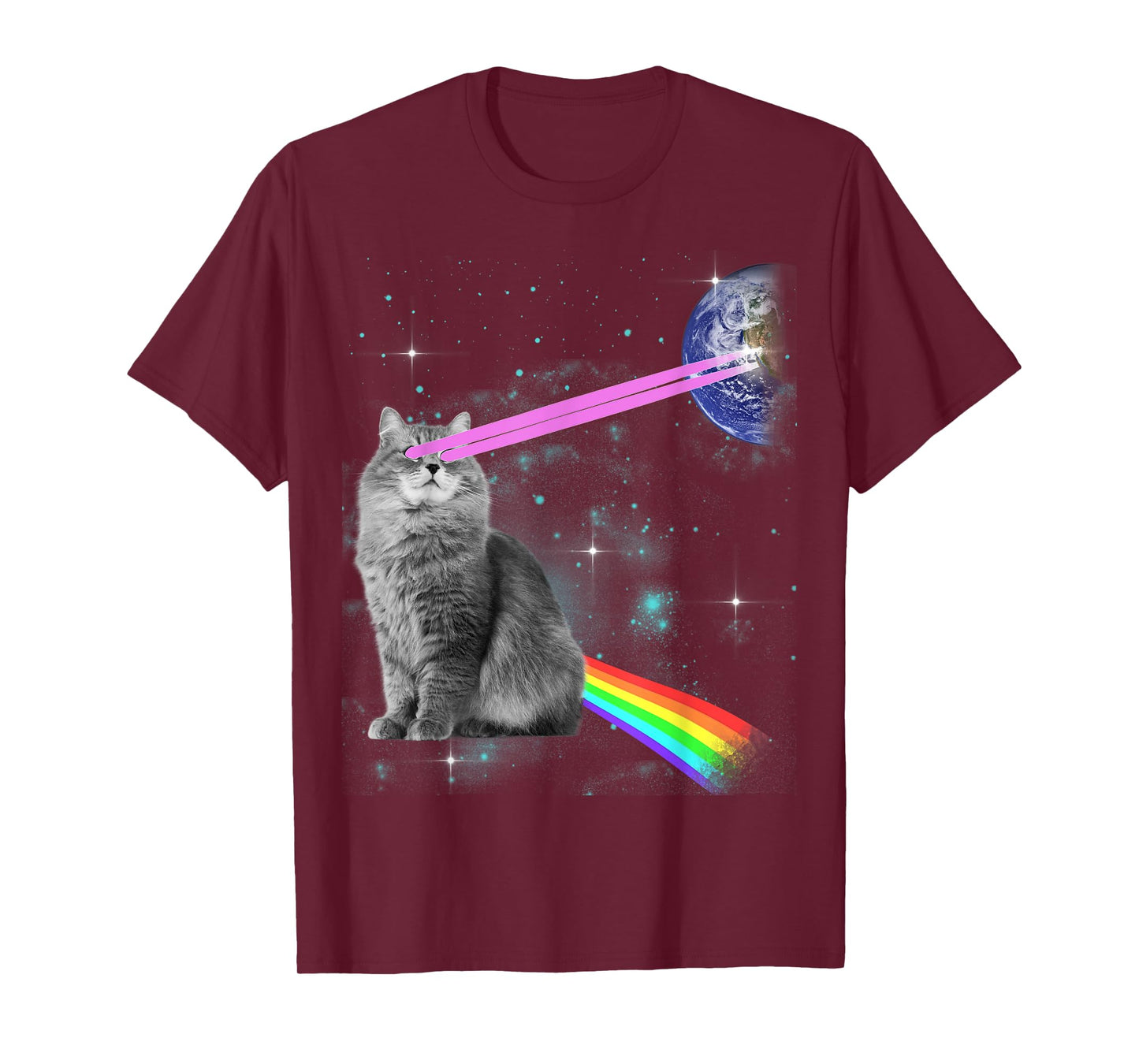 Laser Eyes Space Cat T-Shirt T-Shirt for Men Women Kids