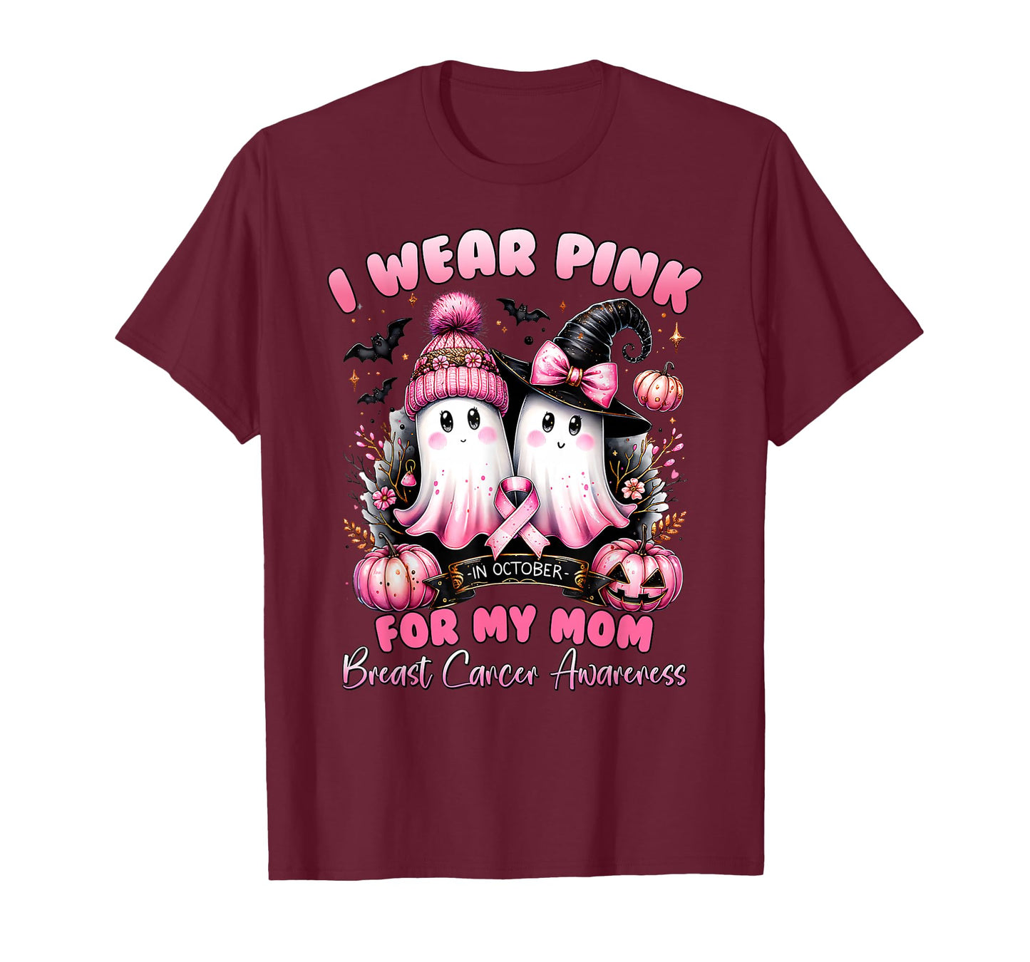 I Wear Pink for My Mom Halloween Breast Cancer Awareness T-Shirt