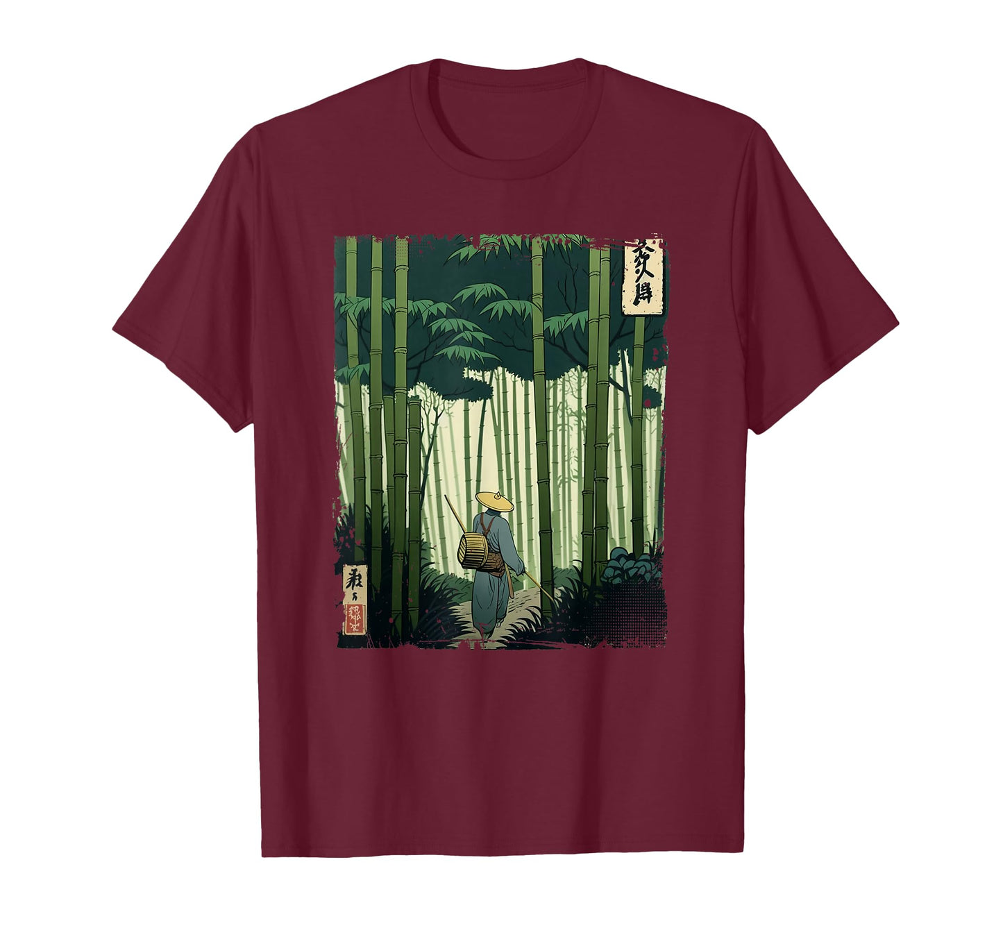 Japanese Bamboo grove Woodblock Art Spiritual nature vintage T-Shirt
