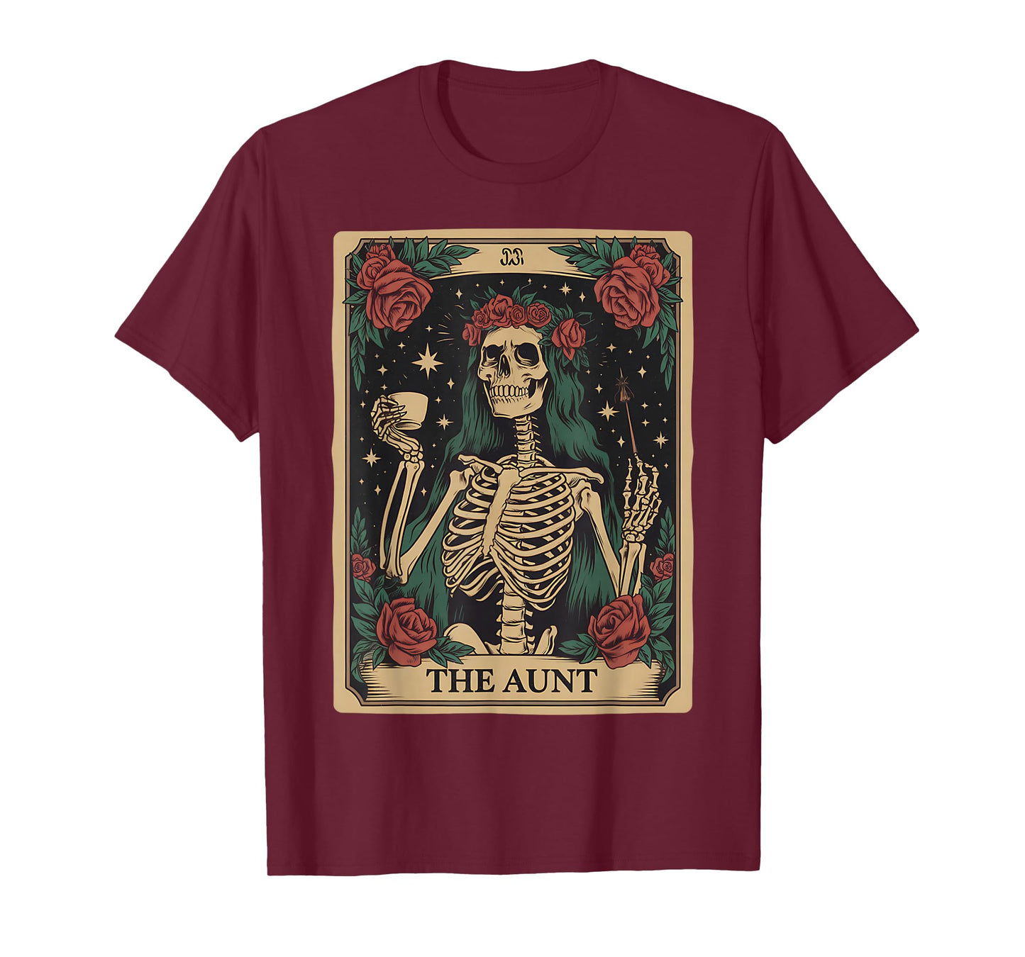 The Aunt Tarot Card Women Skeleton Aunty Coffee Halloween T-Shirt