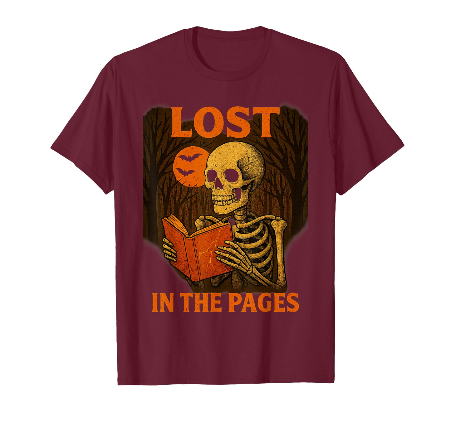 Halloween Skeleton Reading Lost in The Pages Book T-Shirt