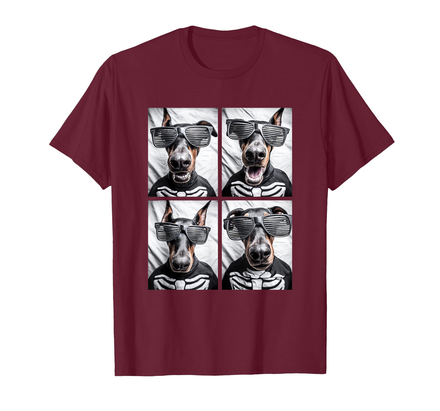 Dobermans with Sunglasses Skeleton Costume Halloween Dogs T-Shirt