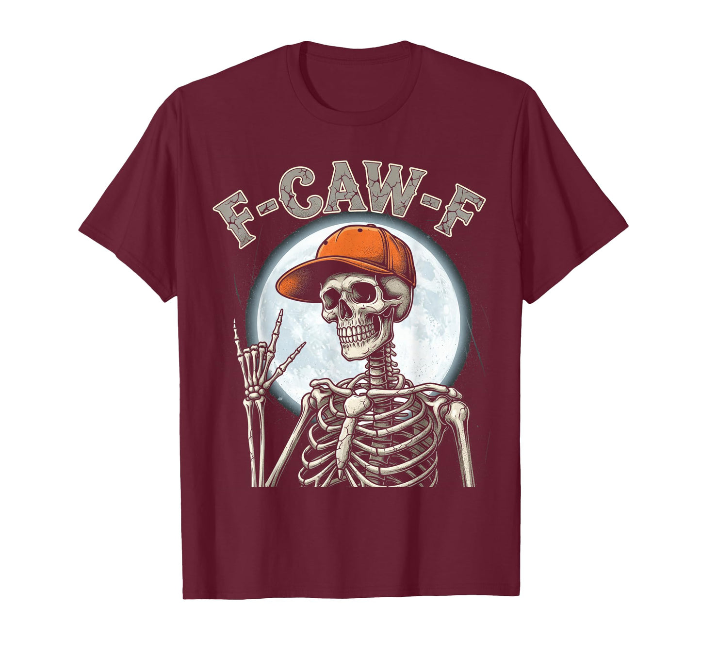 Funny Rocker Skeleton F Caw F Halloween Punk Rock Men Women T-Shirt