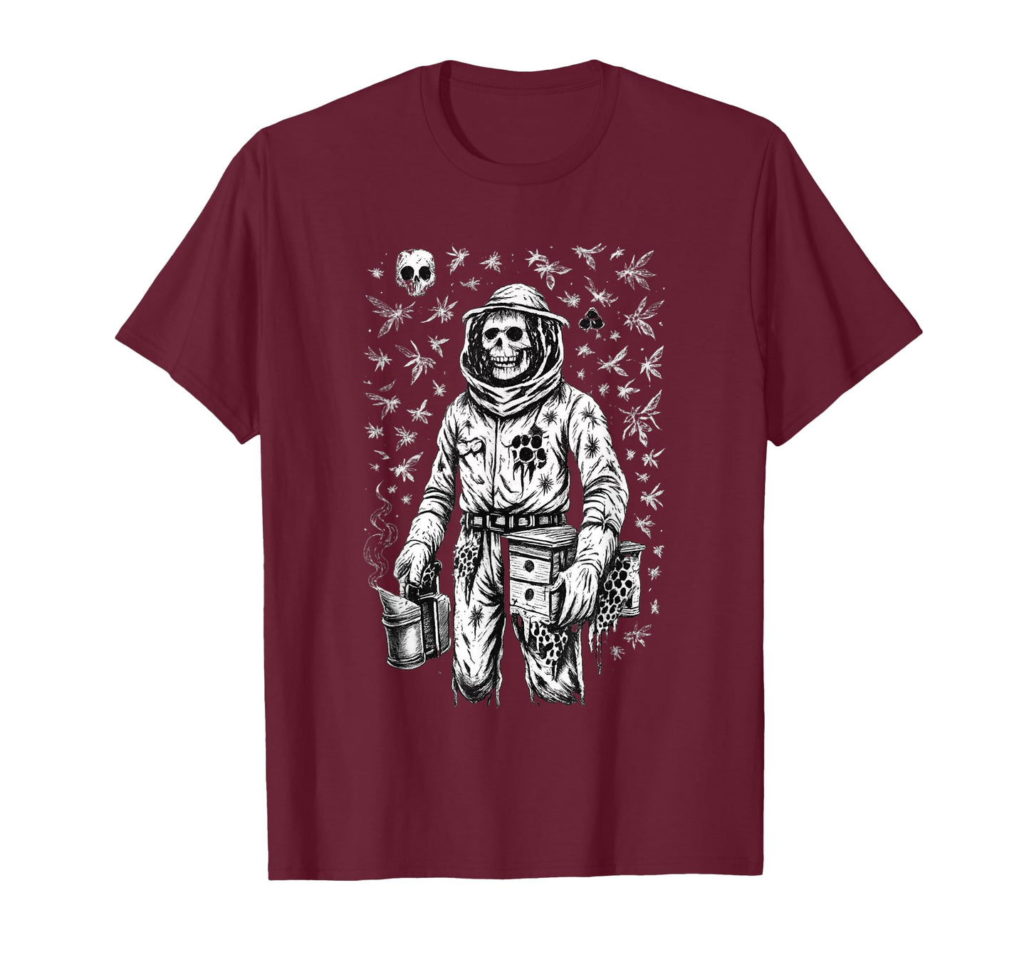 Skeleton Beekeeper Halloween Creepy Horror Bee Skull T-Shirt