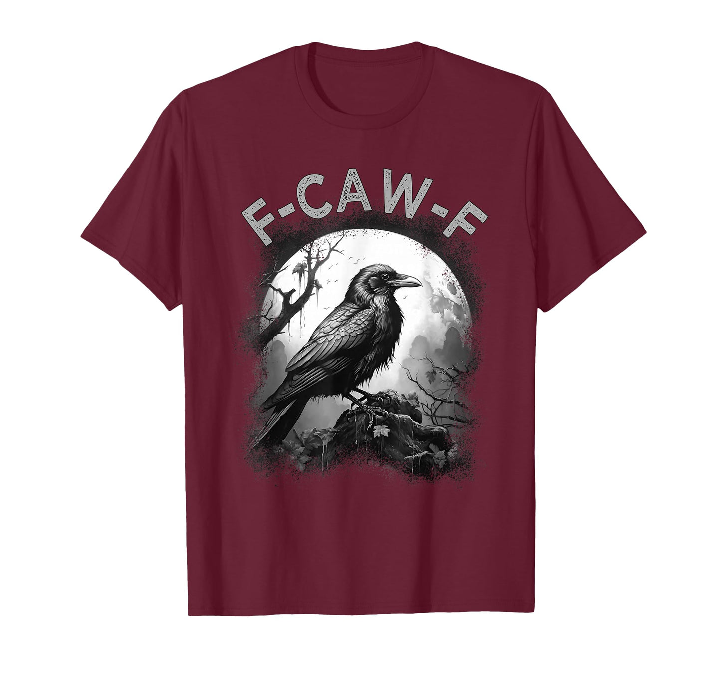 Black Crow, F-Caw-F Black Bird Moon Gothic Funny Adult Humor T-Shirt