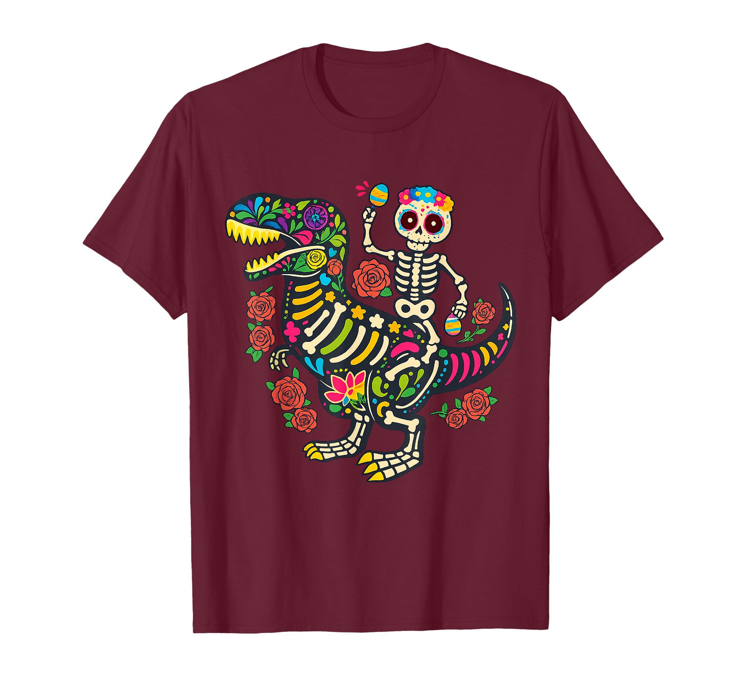 Mexican Dia De Los Muertos Skeleton Dinosaur Gifts Kids T-Shirt