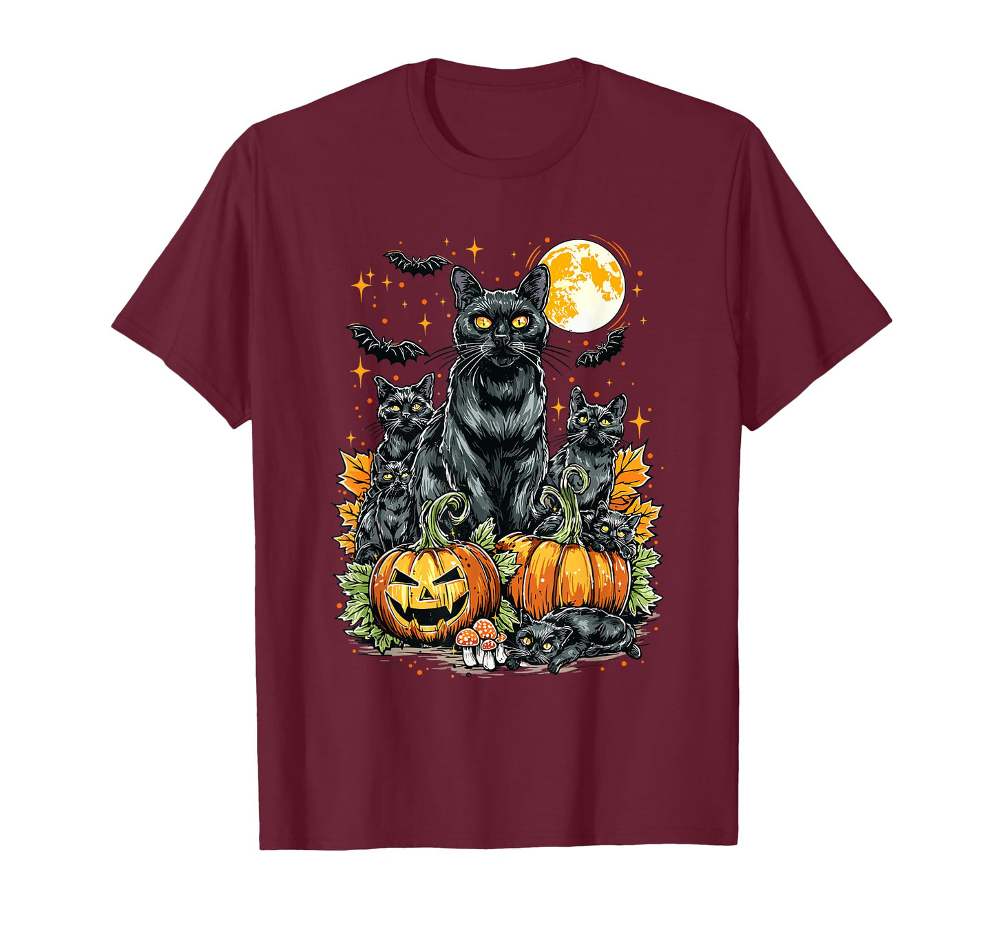Black Cat Pumpkin Halloween Cat Lover Cozy Spooky Season T-Shirt