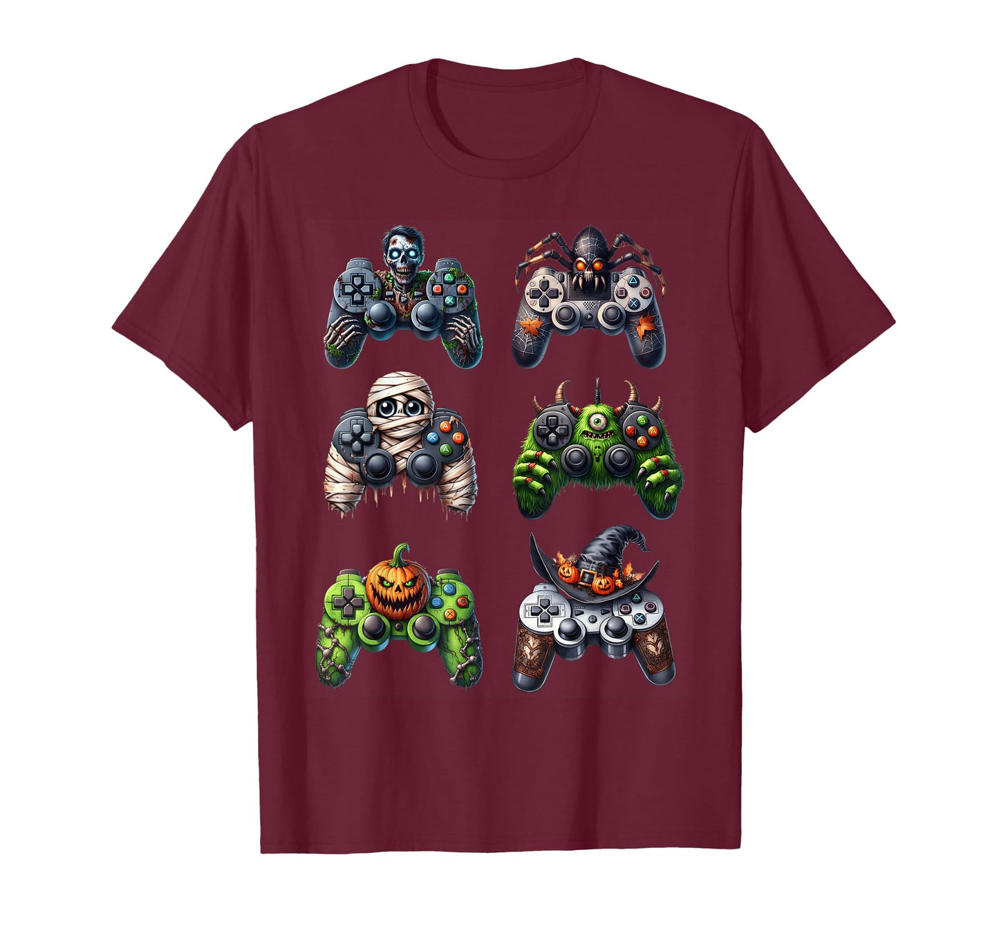 Skeleton Zombie Gaming Controllers Mummy Halloween Boys Kids T-Shirt