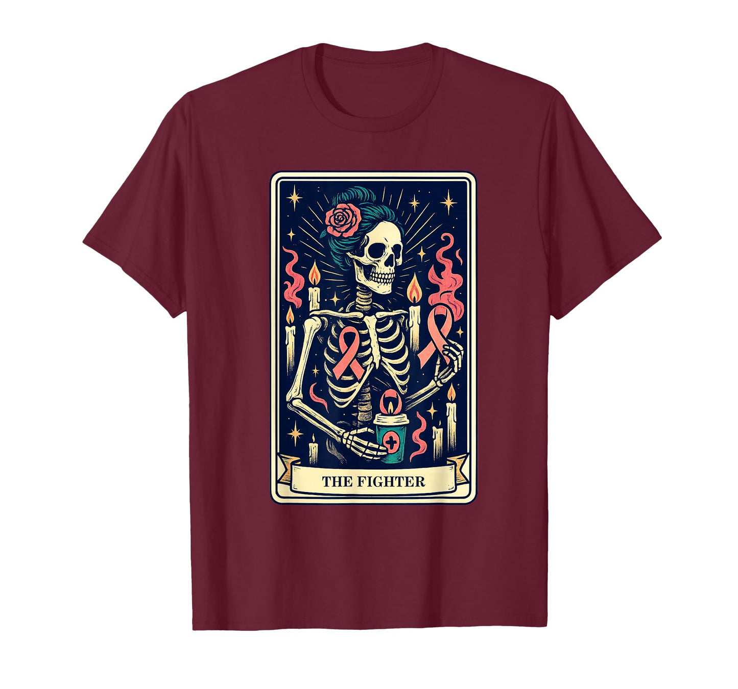 Pink Ribbon The Fighter Tarot Card Awareness T-Shirt