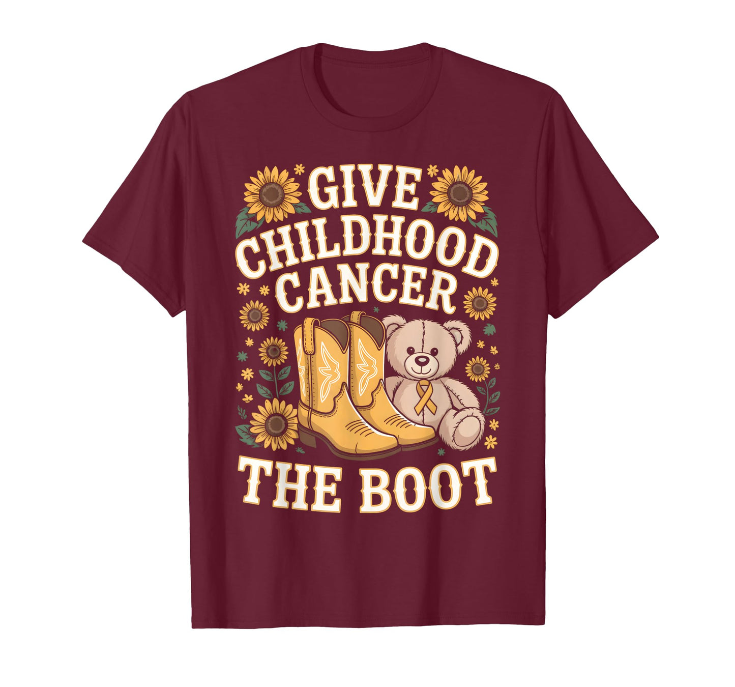 Childhood Cancer Awareness Shirt – Gold Ribbon Sunflower T-Shirt