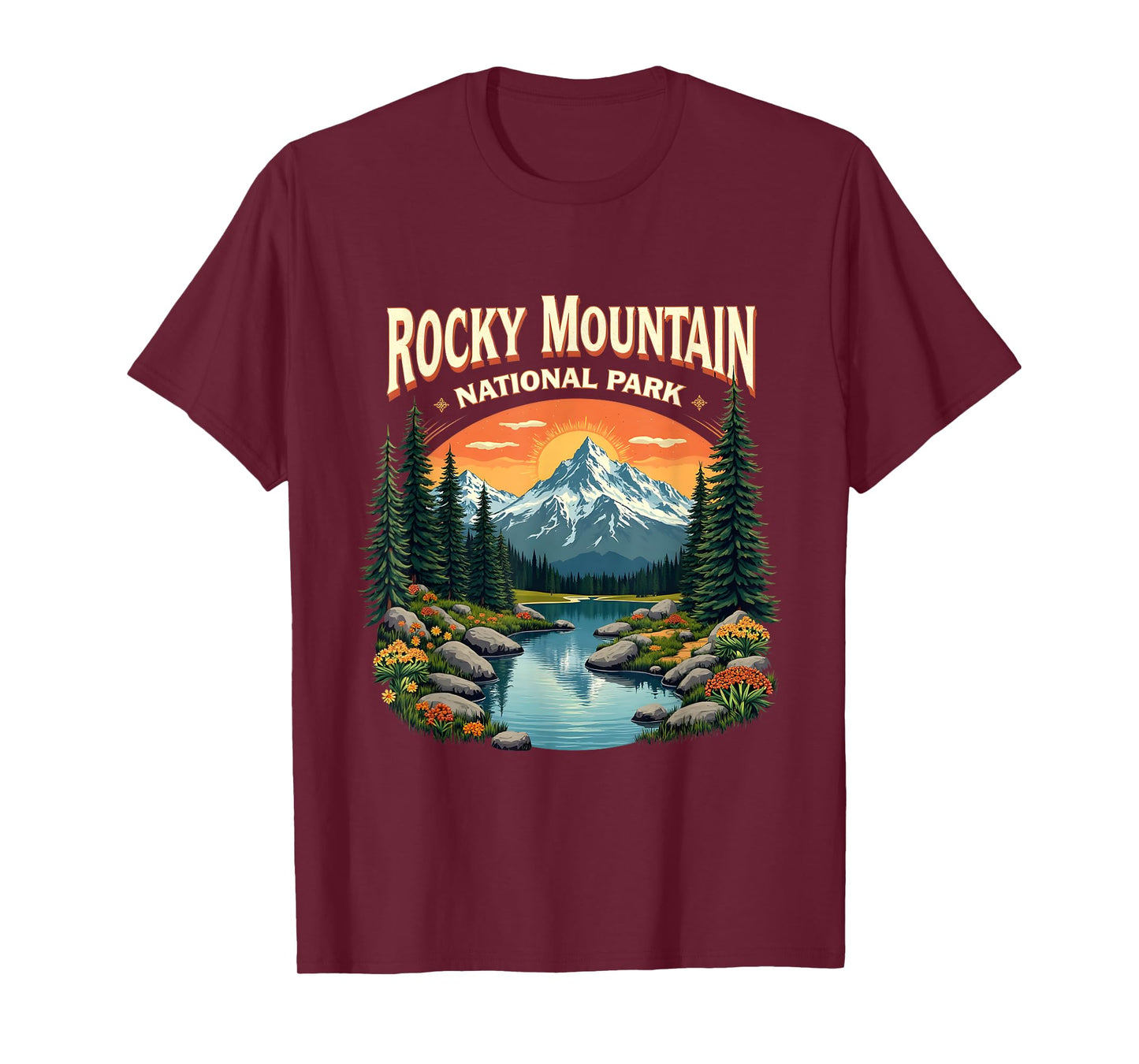 Rocky Mountain National Park Sunrise Lake Scene T-Shirt