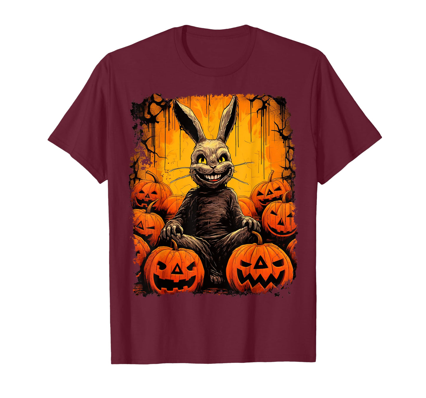 Pop Art Colorful Bunny Rabbit Halloween Pumpkin T-Shirt