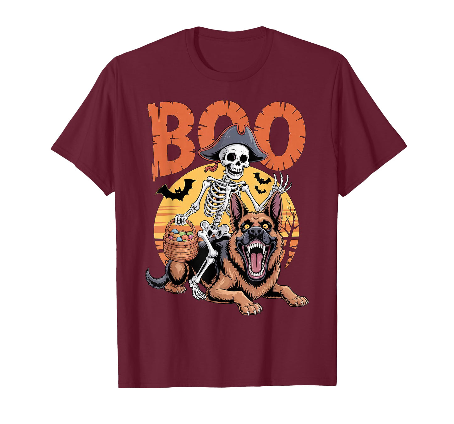 Spooky GSD Costume on Boo German Shepherd Halloween T-Shirt