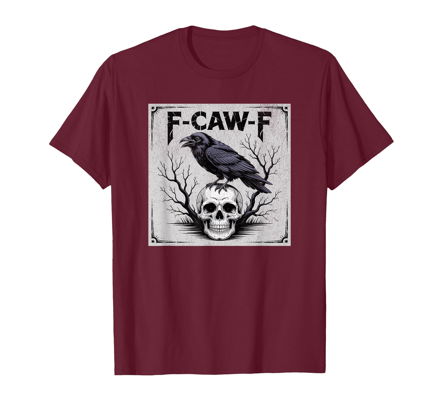 F-caw-f Black Crow Halloween Skull Raven T-Shirt